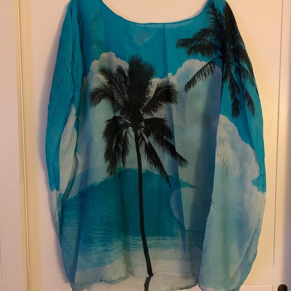 Samudra Palm Tree Beach Cover-up Blouse